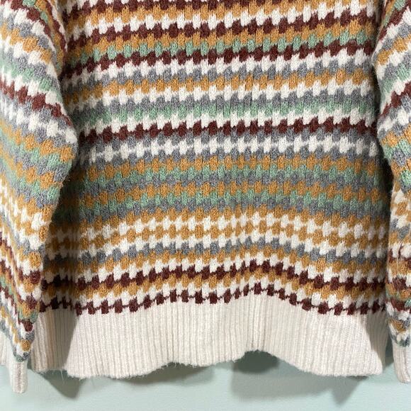 Knox Rose Women Mixed Fall Colors Textured Crew Neck Pullover Sweater Size XL - Picture 3 of 8